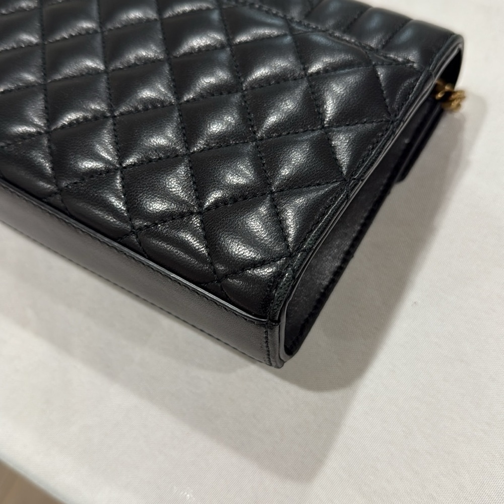 AUTHENTIC YSL SAINT LAURANT ENVELOPE SMALL IN QUILTED GRAIN EMBOSSED LEATHER - Picture 8 of 12